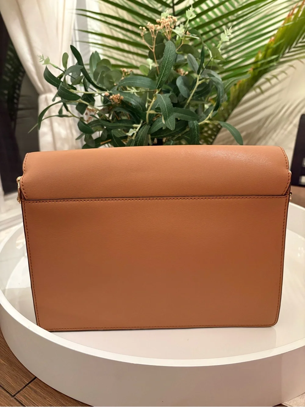 Tory Burch Parker Large Convertible Leather Shoulder Crossbody Bag Camel Gold